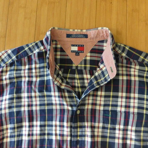tommy hilfiger red plaid shirt